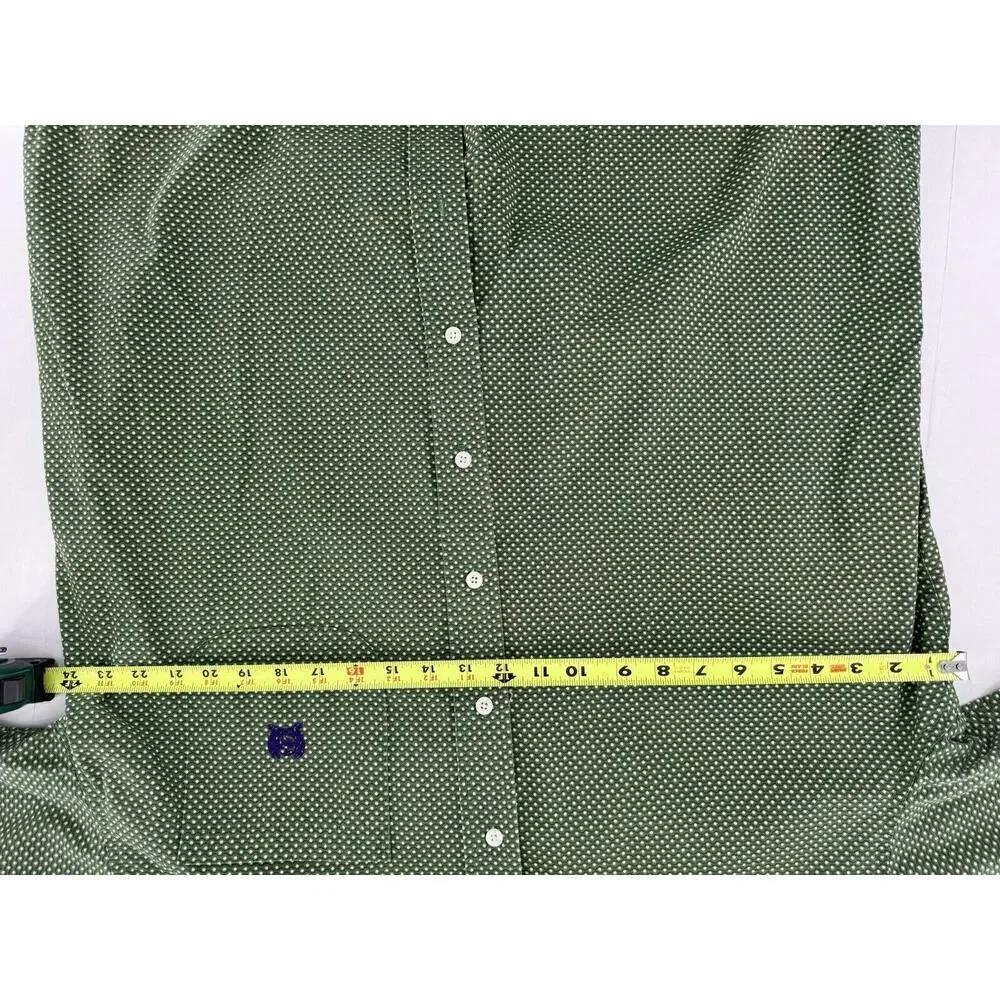 Cinch Button Up Shirt Size L Star Print Green Western Rodeo Dress Cowboy Cotton - Picture 8 of 16